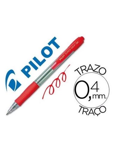 12 Bolígrafo Pilot super grip - Rojo