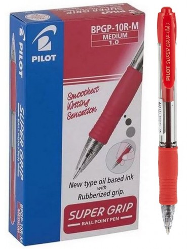 12 Bolígrafo Pilot super grip - Rojo