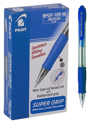 12 Bolígrafo Pilot super grip - Azul