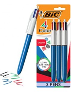 Blíster 3 bolígrafos Bic 4 colores