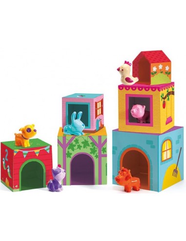 6 Cubos apilables + 6 animalitos. Topanimo