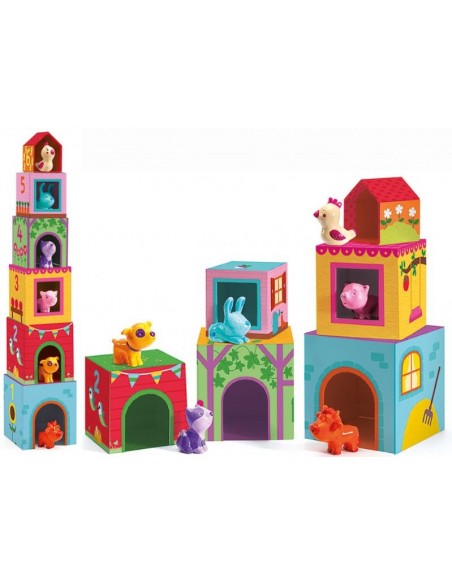 6 Cubos apilables + 6 animalitos. Topanimo