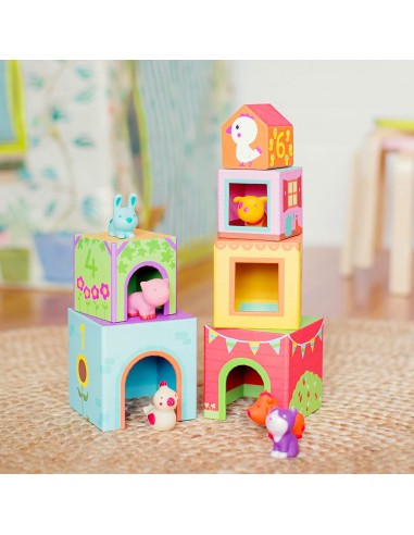 6 Cubos apilables + 6 animalitos. Topanimo