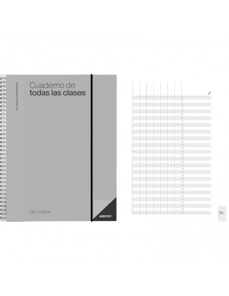Cuaderno de todas las clases día, página