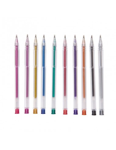Blíster 10 bolígrafos gel metálizados surtidos