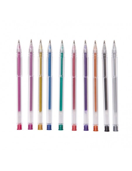 Blíster 10 bolígrafos gel metálizados surtidos