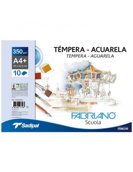 Bloc acuarela A4 350 gr. 10 hojas