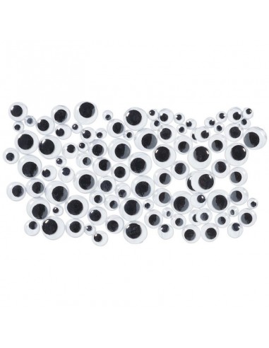 Paquete 100 ojos negros móviles adhesivos. Apli
