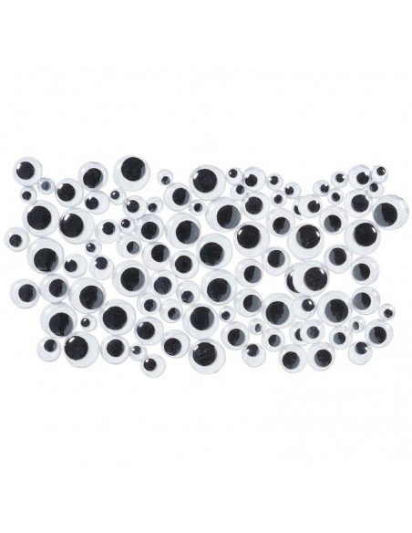 Paquete 100 ojos negros móviles adhesivos. Apli
