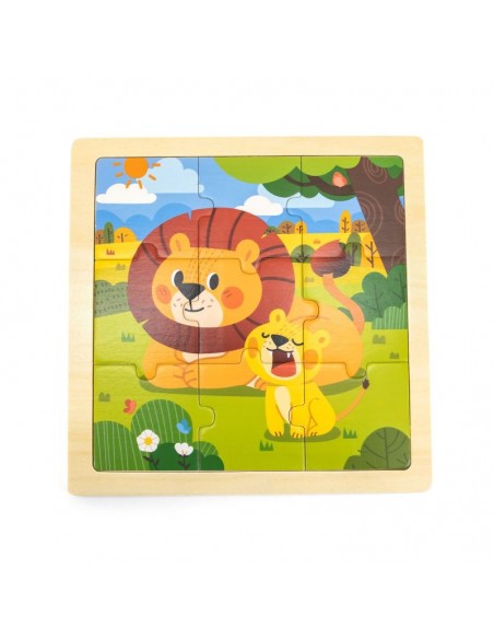 2 Puzles 9 piezas Hipopótamo-León