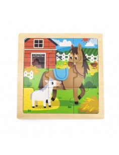 2 Puzles 9 piezas Pato - Caballo