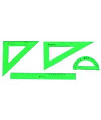 Juego escolar reglas verde 4 piezas