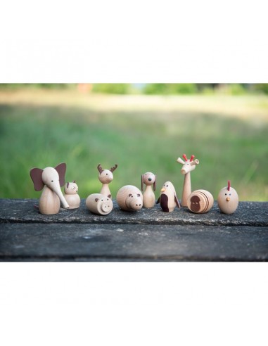Animales de madera natural - 10 piezas
