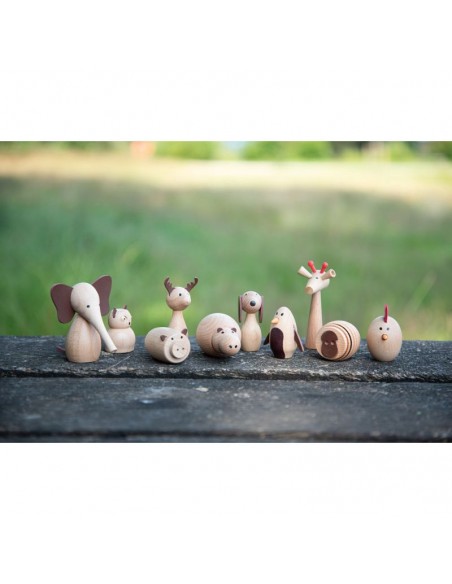 Animales de madera natural - 10 piezas