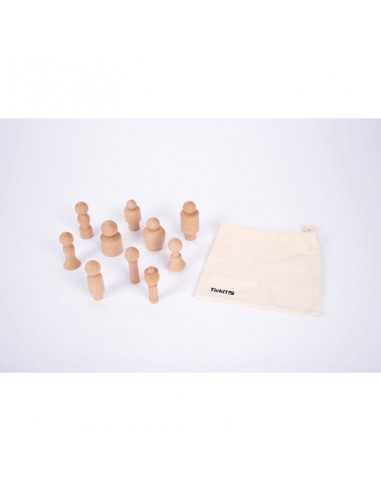 Personajes de madera natural - 10 piezas