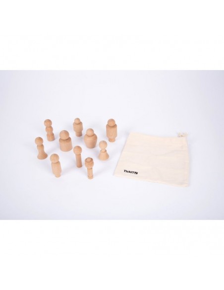 Personajes de madera natural - 10 piezas
