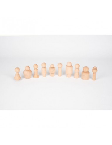 Personajes de madera natural - 10 piezas