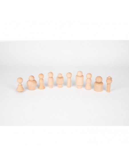 Personajes de madera natural - 10 piezas