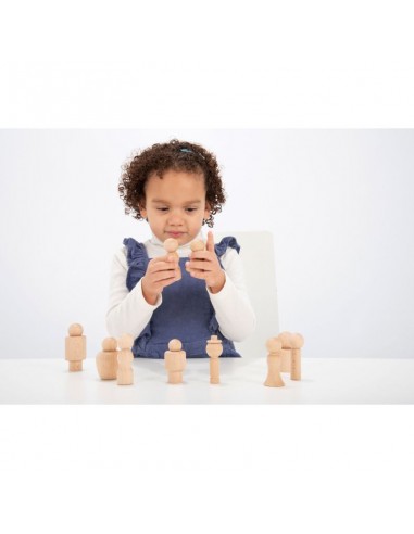 Personajes madera natural 10 piezas