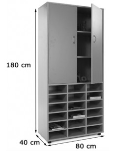 Armario alto 40x80x180 cm: 2 puertas + 18 casillas 2