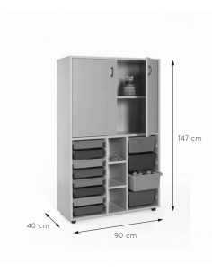 Armario medio gavetero 40x90x147 cm: 2 puertas + 2 huecos... 2