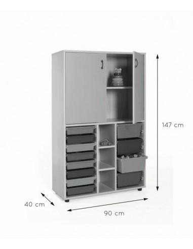 Armario medio gavetero 40x90x147 cm: 2 puertas...