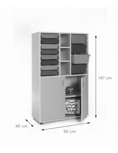 Armario medio cubeteros 40x90x147 cm: 12 cubetas + 2 huecos 2