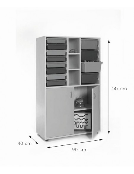 Armario medio cubeteros 40x90x147 cm: 12 cubetas + 2 huecos
