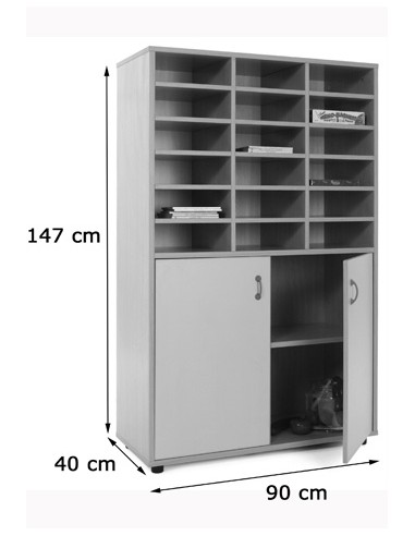 Armario medio 40x90x147 cm: 18 casillas + 2...