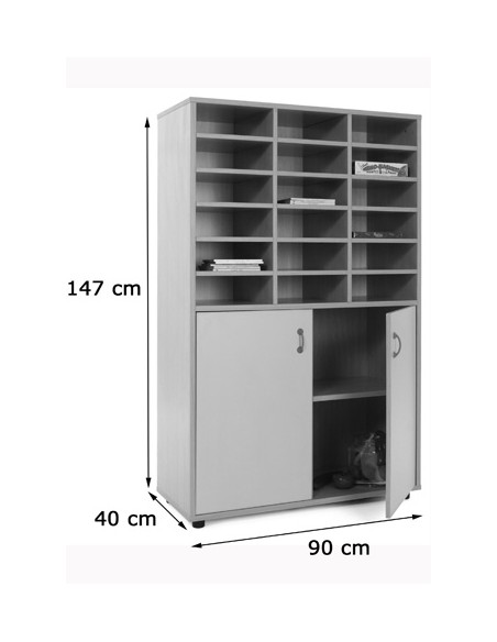 Armario medio 40x90x147 cm: 18 casillas + 2 puertas-2 huecos