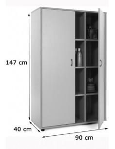 Armario medio 40x90x147 cm: 2 puertas con 12 huecos 2