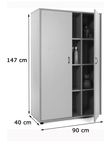 Armario medio 40x90x147 cm: 2 puertas con 12...