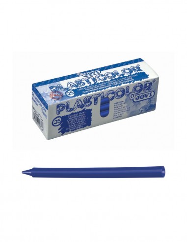 Caja 25 ceras unicolor Plasticolor azul oscuro