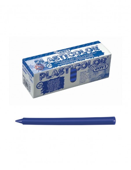 Caja 25 ceras unicolor Plasticolor azul oscuro