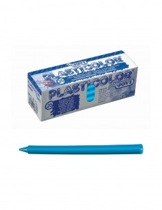 Caja 25 ceras unicolor Plasticolor azul claro 2