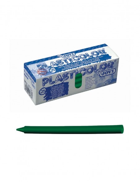 Caja 25 ceras unicolor Plasticolor verde oscuro