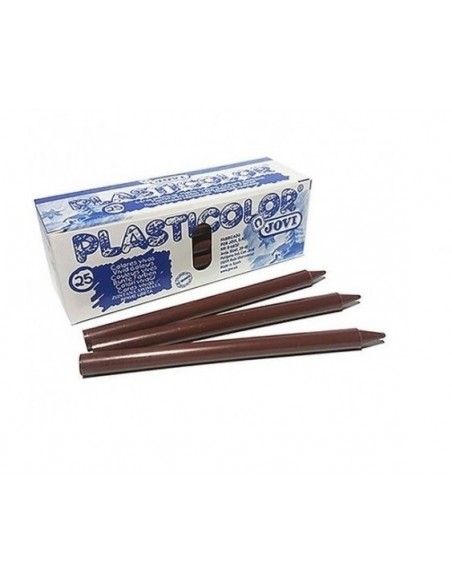 Caja 25 ceras unicolor Plasticolor marrón oscuro