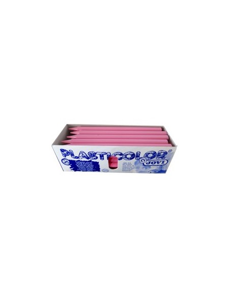 Caja 25 ceras unicolor Plasticolor rosa