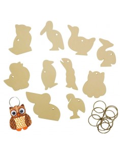 Llaveros madera formas aves para decorar Goki