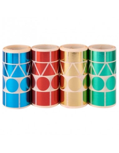 Pack rollos gomets metalizado geométricos 27 mm. 4 colores surtidos Apli
