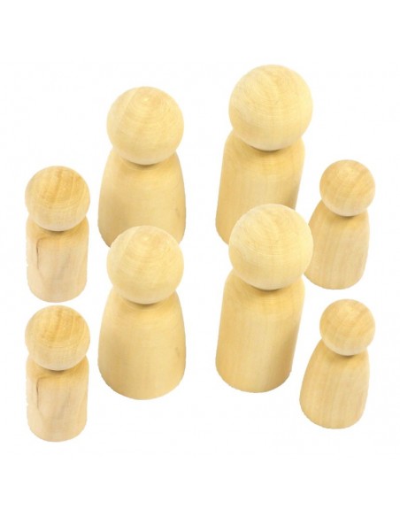 Pack de 8 figuras familia madera