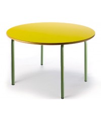 Mesa redonda 120 cm. de ø. Patas verdes - 60 cm. de alto
