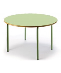 Mesa redonda 120 cm. de ø. Patas verdes - 60 cm. de alto