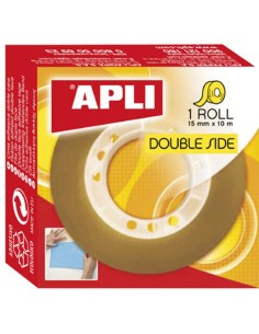 Cinta adhesiva doble cara 15 mmx10m. Apli