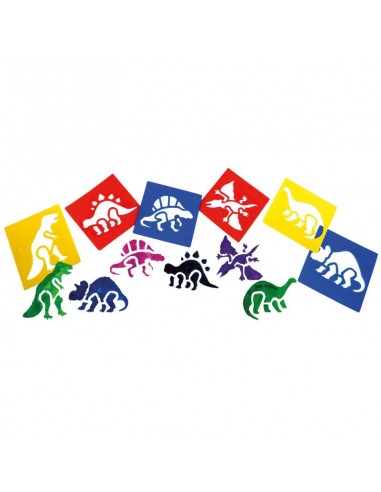 6 Plantillas dinosaurios de 14 x 15 cm.