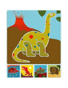 5 Plantillas dinosaurios de 20 x 20 cm. Djeco