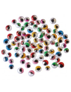 Paquete 230 ojos móviles con pestañas colores surtidos