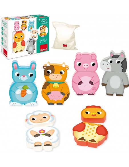 Puzle magnético intercambiable animales granja. Goula