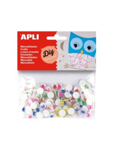 Paquete 100 ojos adhesivos colores surtidos. Apli