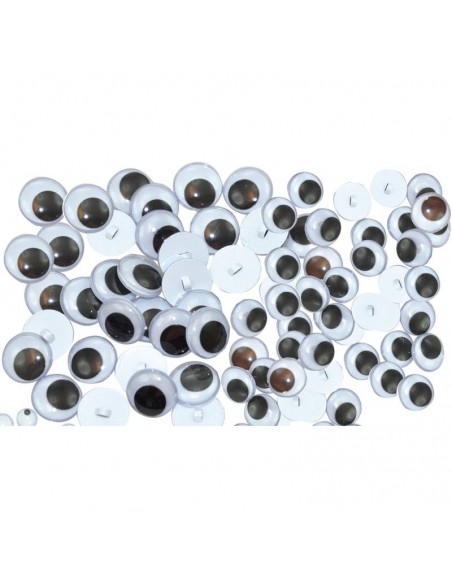 Paquete 150 ojos negros móviles con ojal para coser